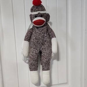 Vintage Plushland Sock Monkey Plush Backpack
